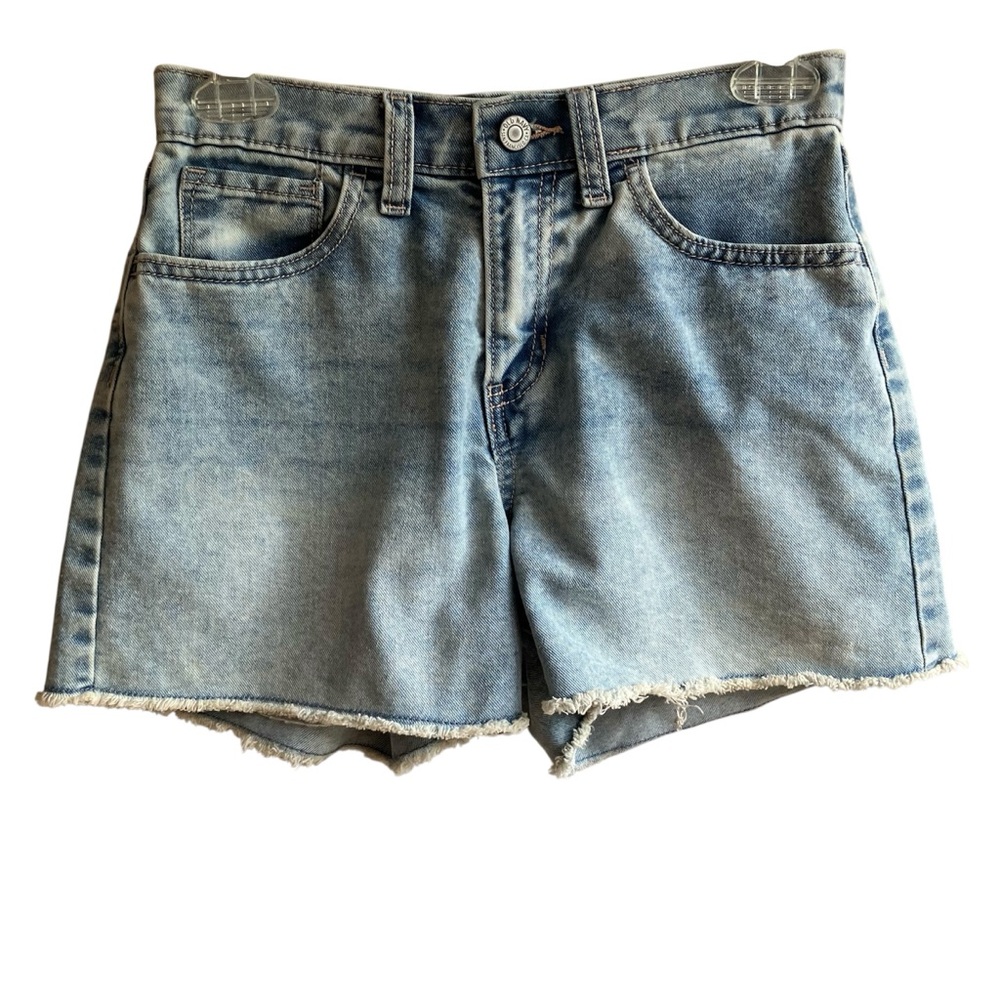 Old Navy High Rise Cut Off Jean Shorts Size 14 Light Wash Frayed Raw Hem Denim